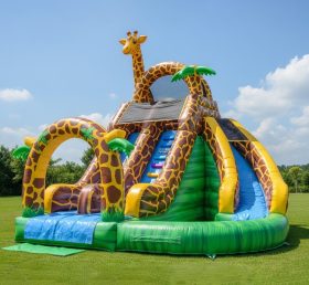 T8-8456 Giraffe Theme Inflatable Water Slide