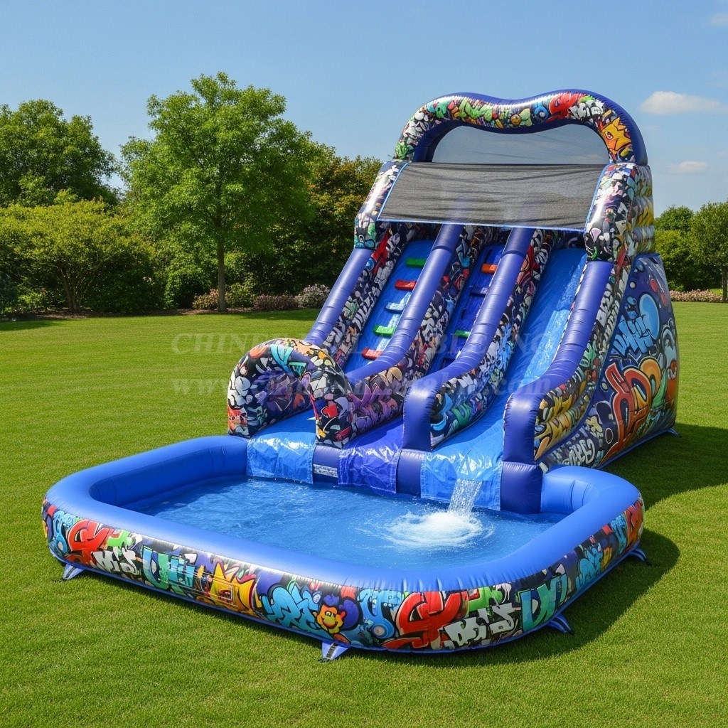 T8-8620 Graffiti Theme Inflatable Water Slide