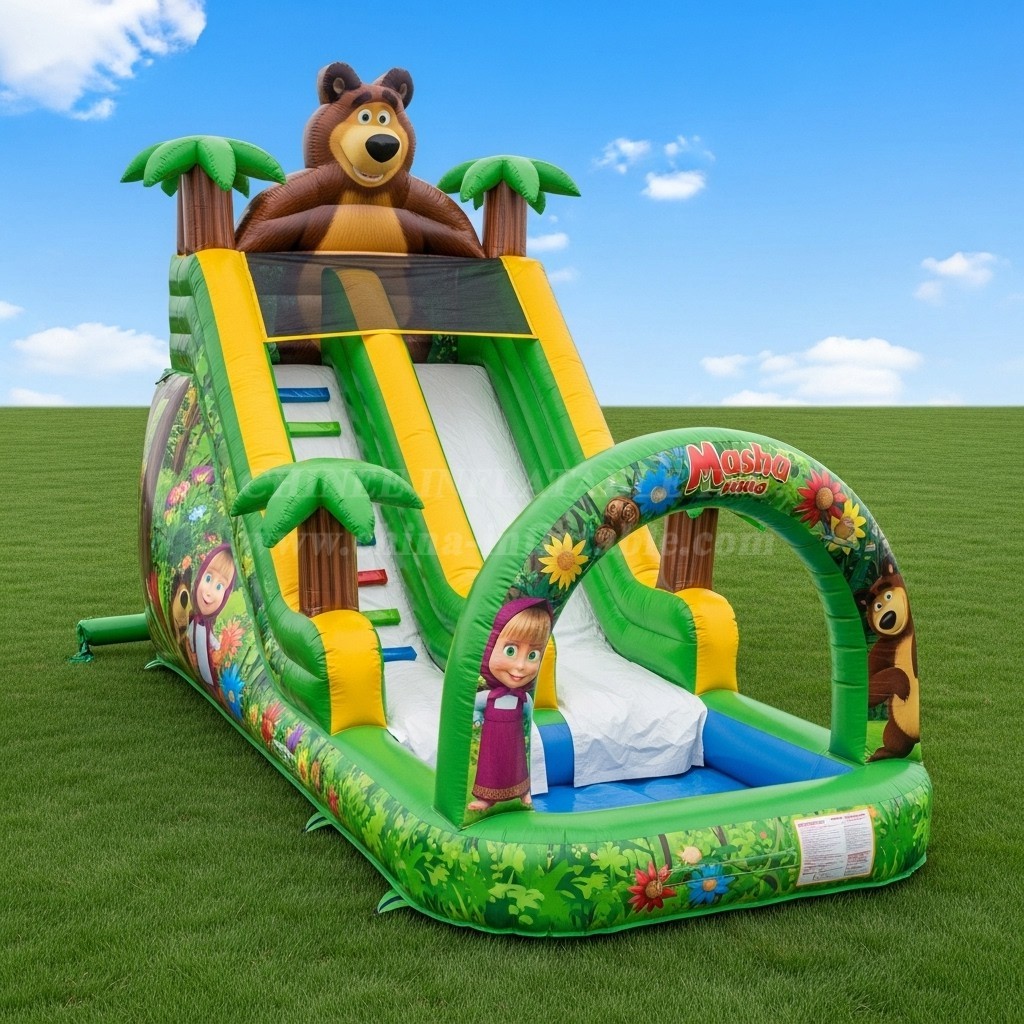 T8-8474 Masha And The Bear Theme Inflatable Water Slide