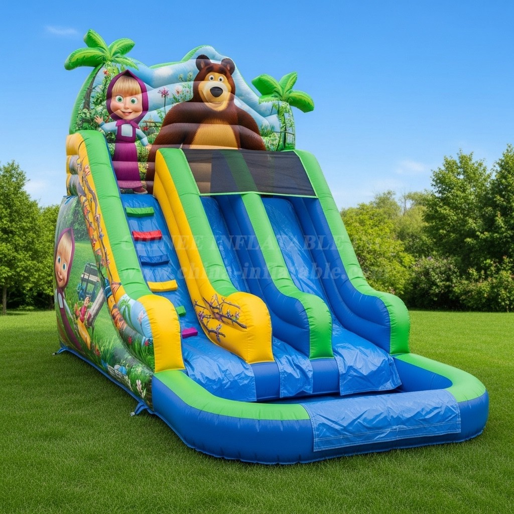 T8-8475 Masha And The Bear Theme Inflatable Water Slide