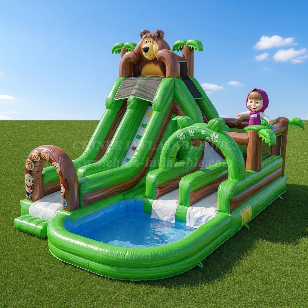 T8-8638 Masha And The Bear Theme Inflatable Water Slide