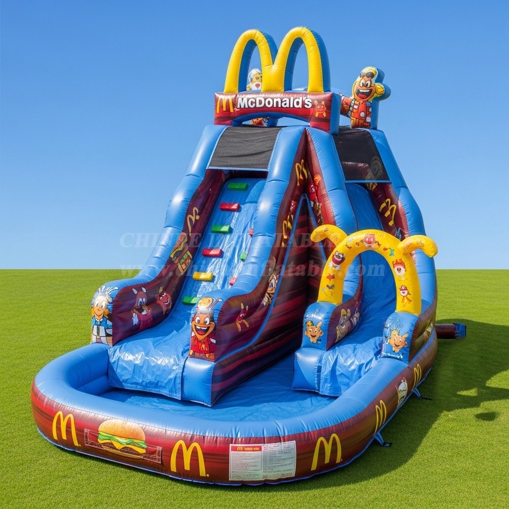 T8-8476 Mcdonald Theme Inflatable Water Slide