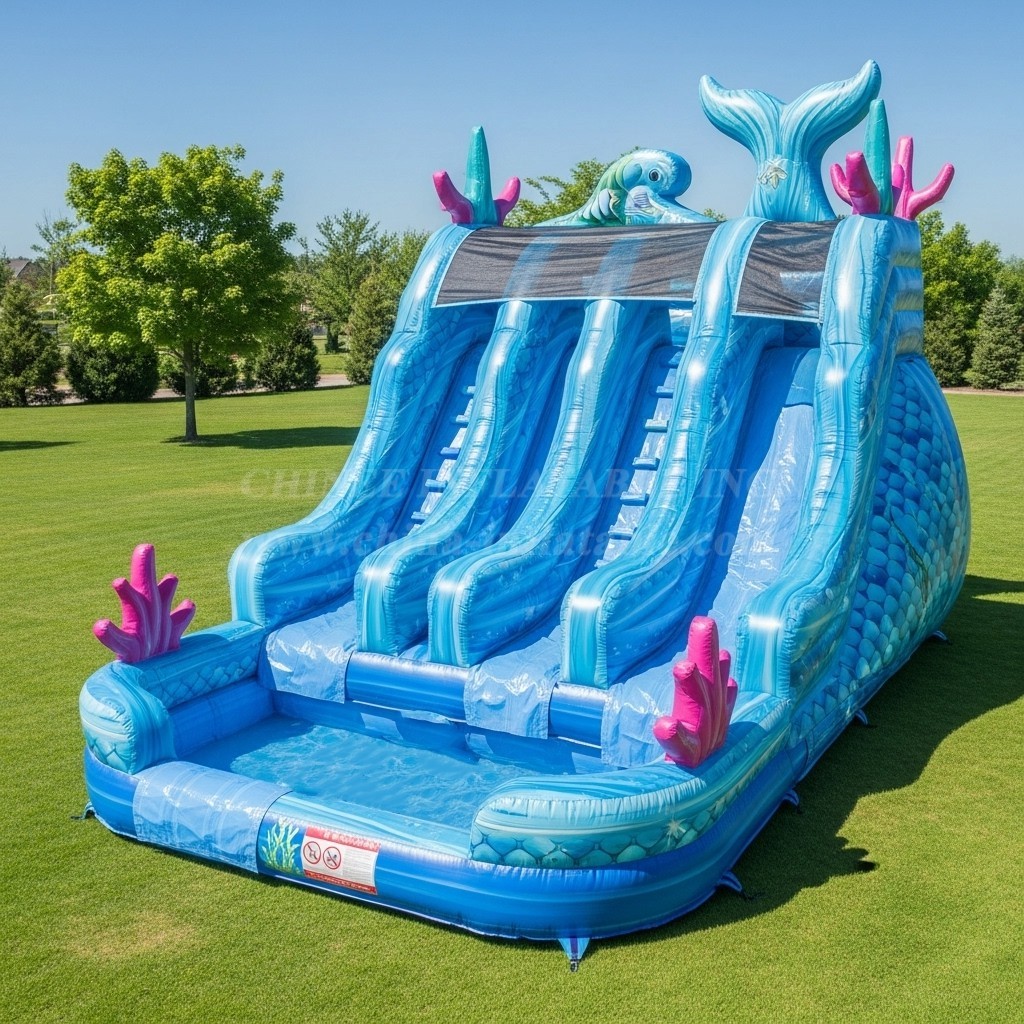 T8-8641 Mermaid Theme Inflatable Water Slide