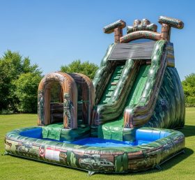 T8-8484 Military Style Theme Inflatable Water Slide