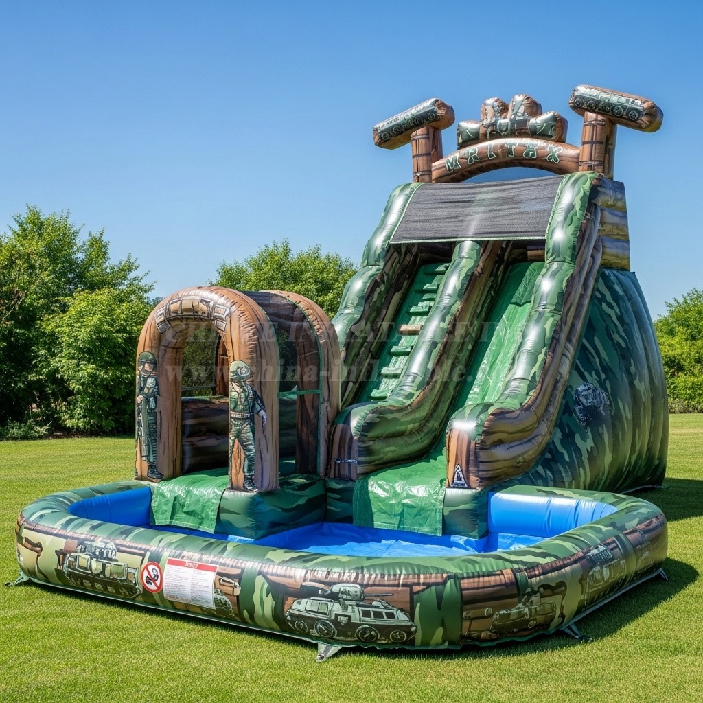 T8-8484 Military Style Theme Inflatable Water Slide