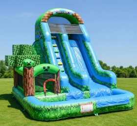 T8-8486 Minecraft Theme Inflatable Water Slide