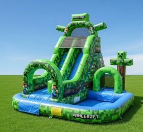 T8-8487 Minecraft Theme Inflatable Water Slide
