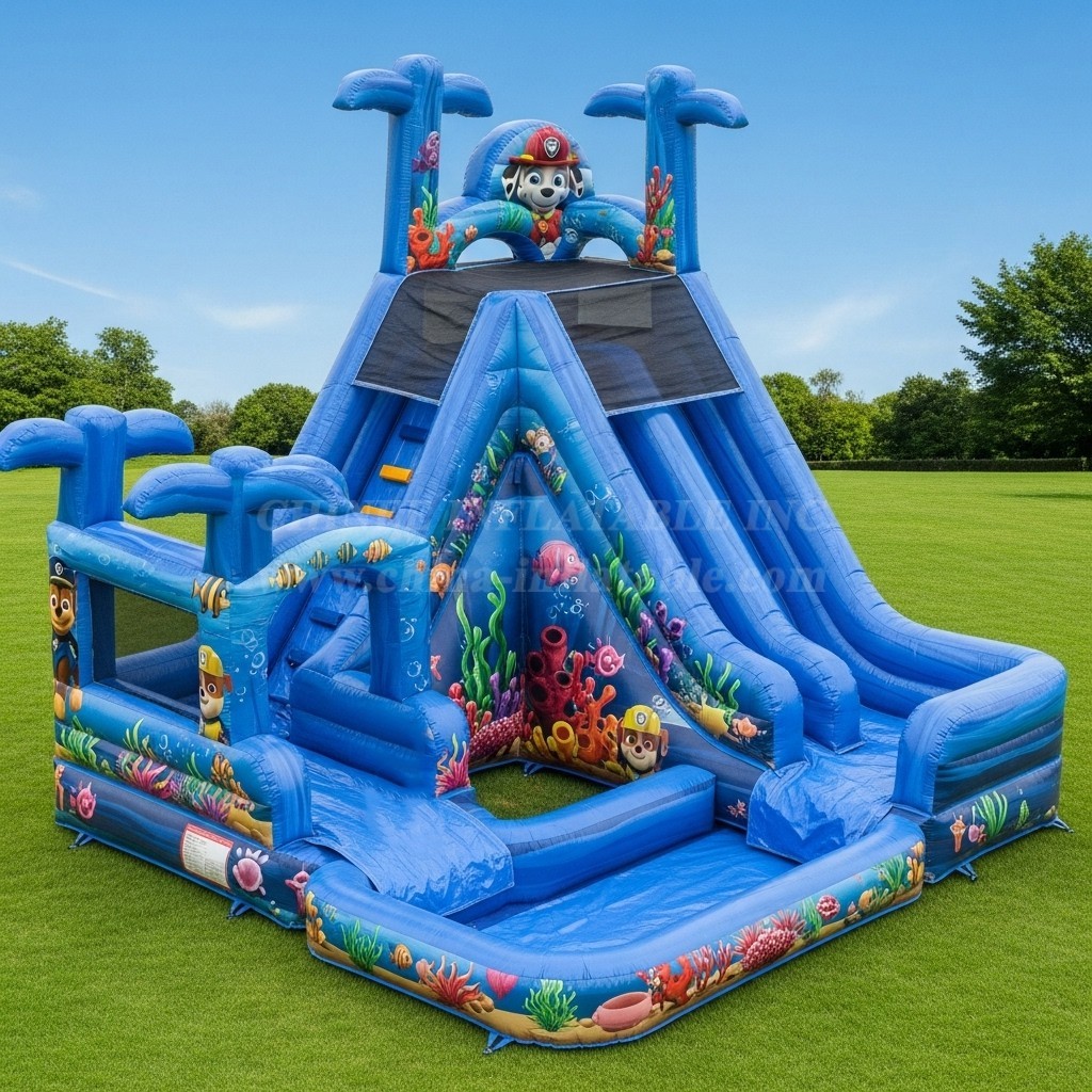 T8-8674 Paw Patrol Theme Inflatable Water Slide
