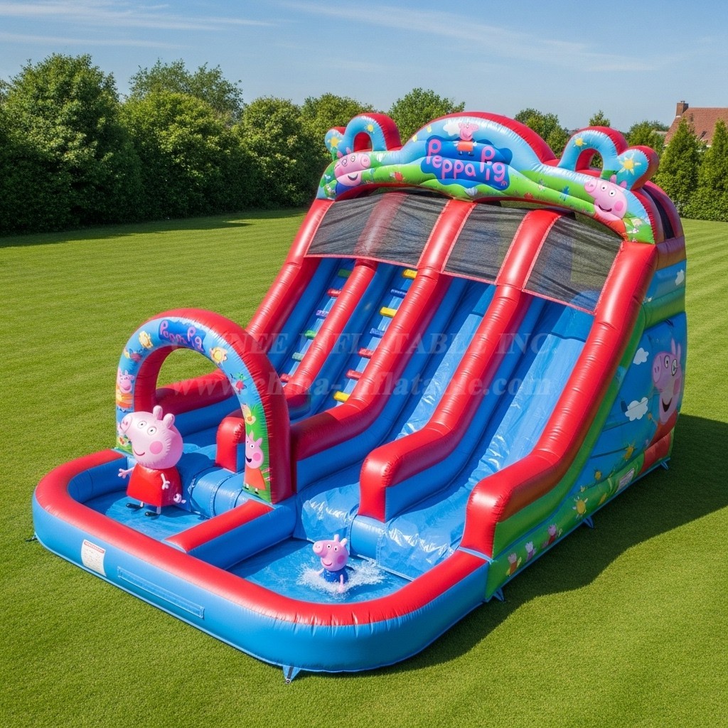 T8-8676 Peppa Pig Theme Inflatable Water Slide