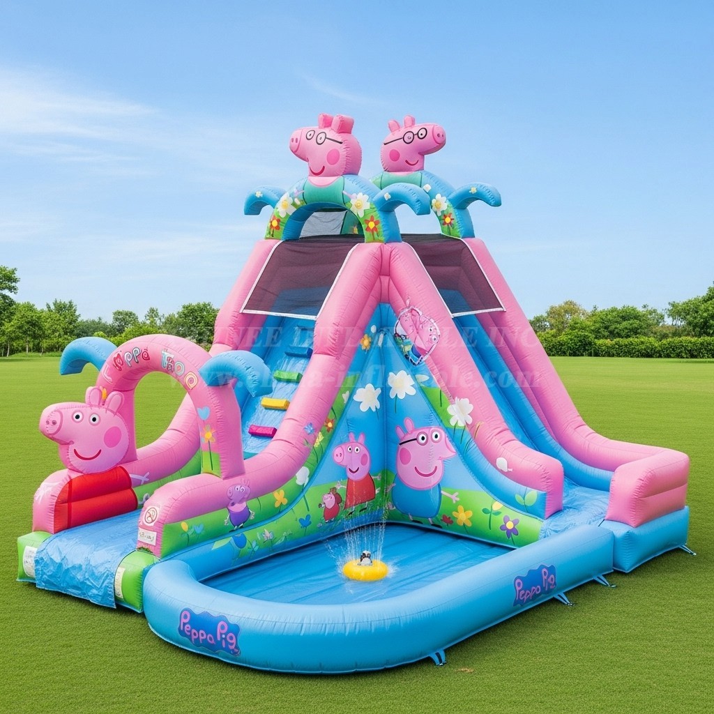 T8-8677 Peppa Pig Theme Inflatable Water Slide