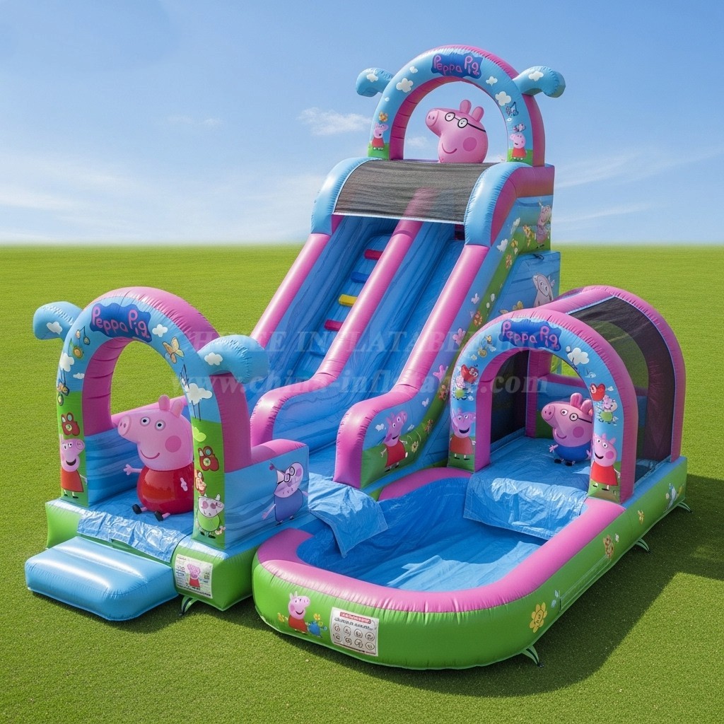 T8-8678 Peppa Pig Theme Inflatable Water Slide