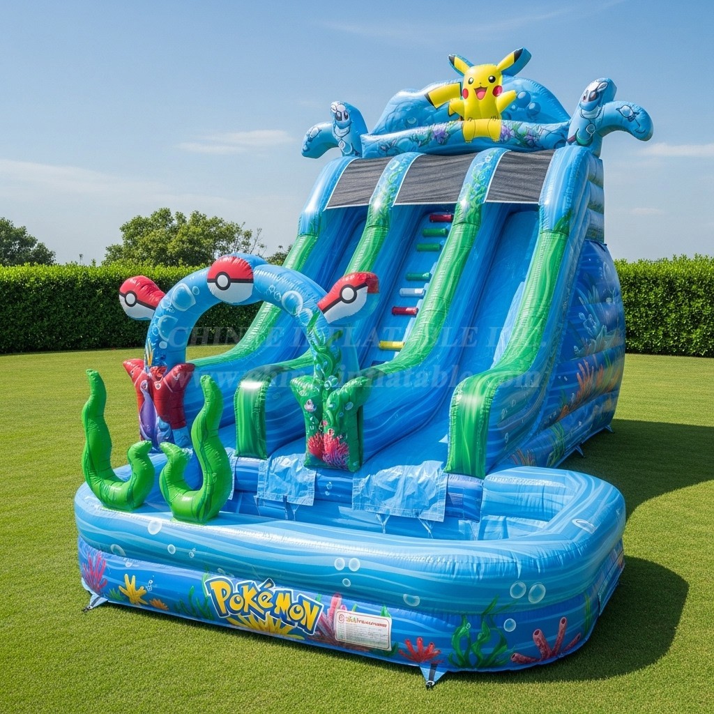 T8-8681 Pokemon Theme Inflatable Water Slide