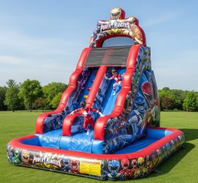 T8-8517 Power Rangers Theme Inflatable Water Slide