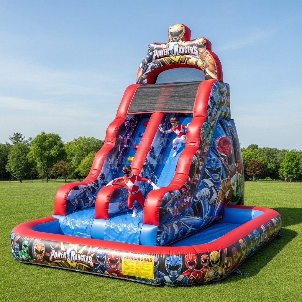 T8-8517 Power Rangers Theme Inflatable Water Slide