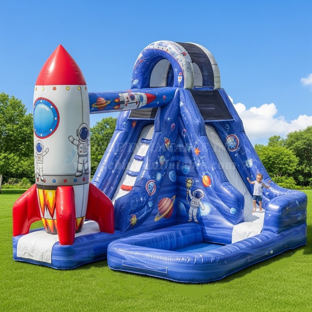 T8-8527 Rocket Theme Inflatable Water Slide