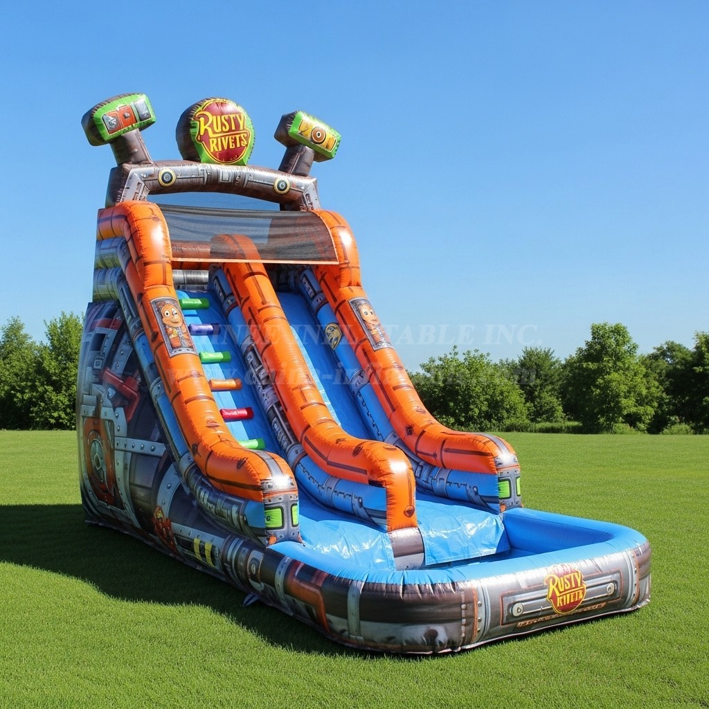 T8-8693 Rusty Rivets Theme Inflatable Water Slide