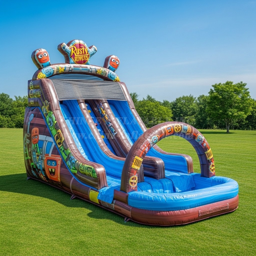 T8-8694 Rusty Rivets Theme Inflatable Water Slide