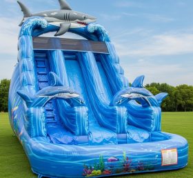 T8-8531 Shark Theme Inflatable Water Slide