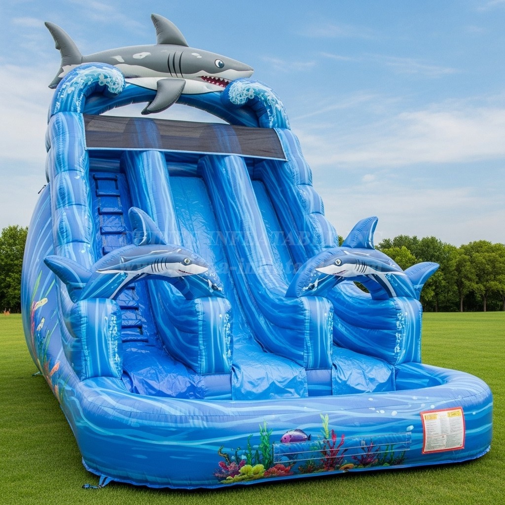 T8-8531 Shark Theme Inflatable Water Slide