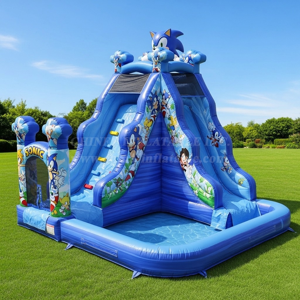 T8-8539 Sonic Theme Inflatable Water Slide