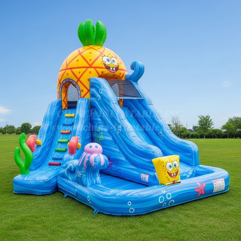T8-8702 Spongebob Theme Inflatable Water Slide