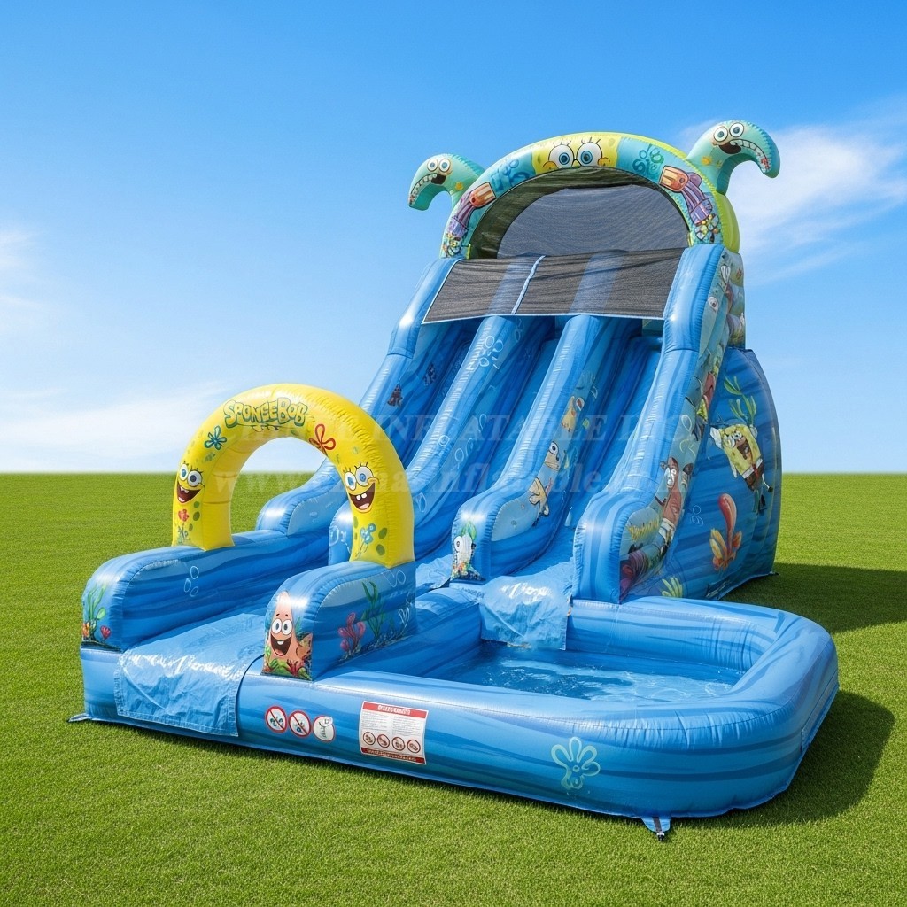 T8-8705 Spongebob Theme Inflatable Water Slide