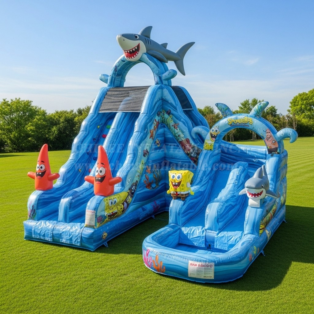 T8-8709 Spongebob Theme Inflatable Water Slide