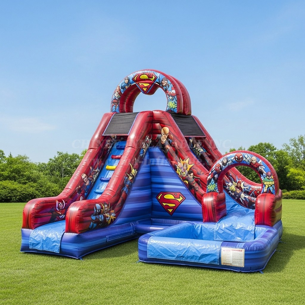 T8-8549 Superhero Theme Inflatable Water Slide