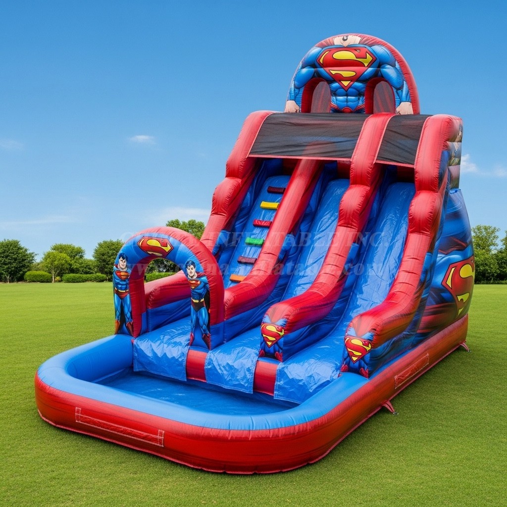 T8-8551 Superman Theme Inflatable Water Slide