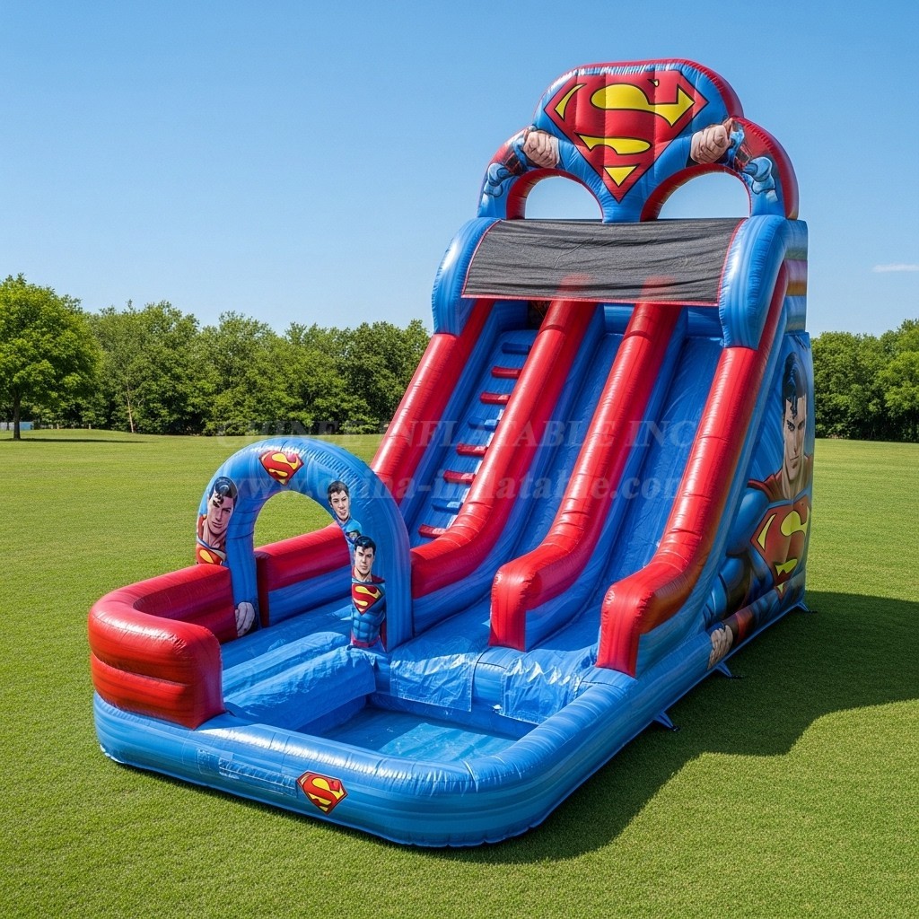 T8-8711 Superman Theme Inflatable Water Slide