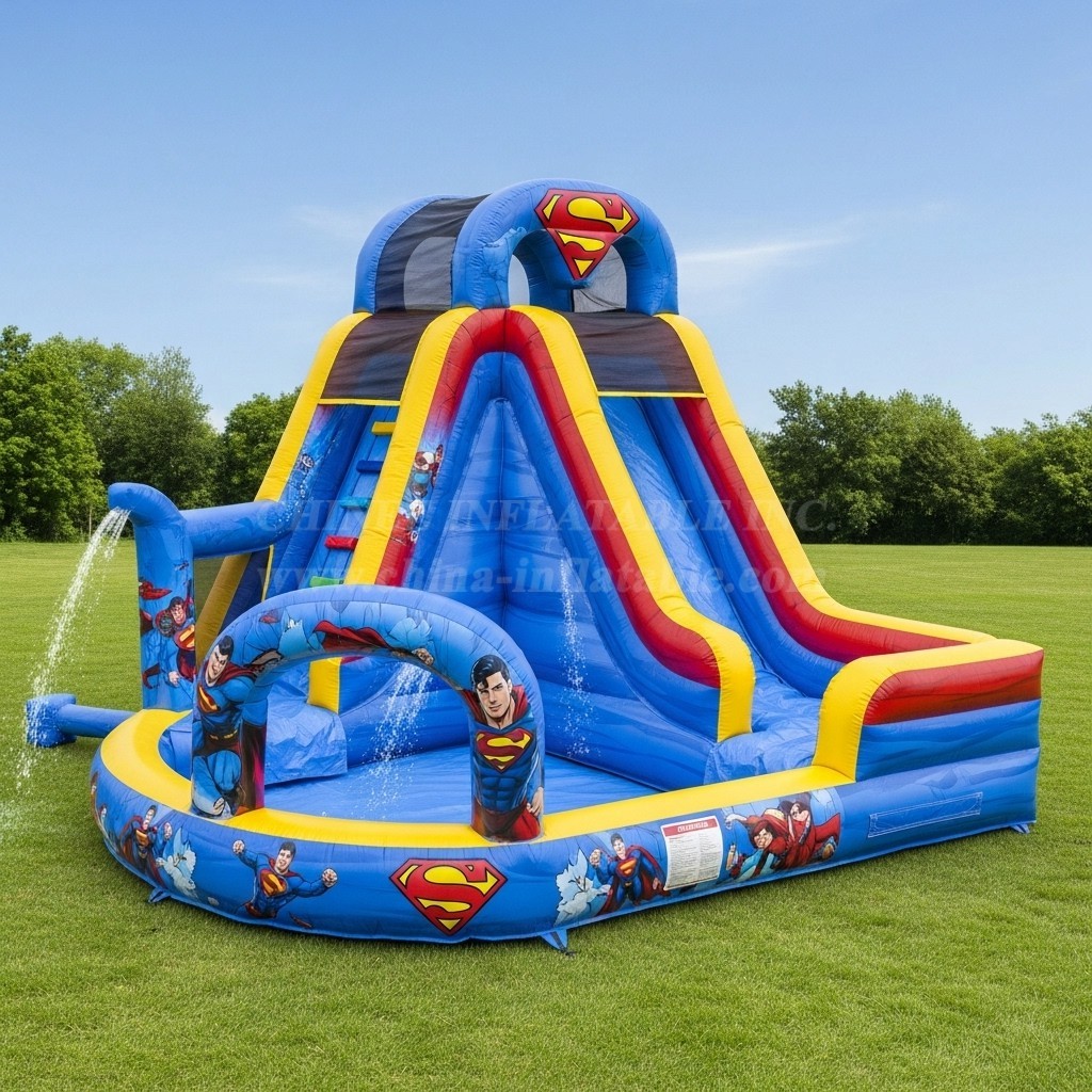 T8-8712 Superman Theme Inflatable Water Slide