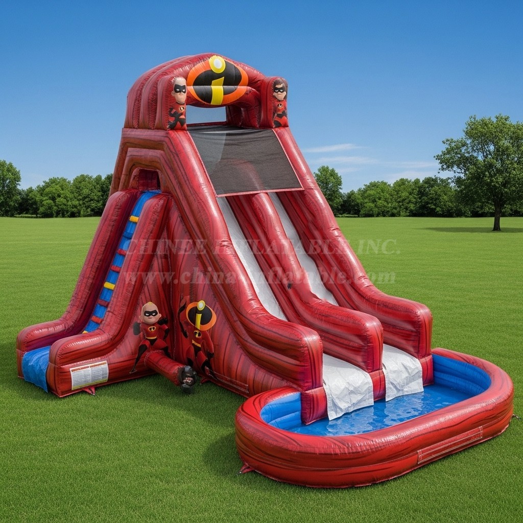 T8-8557 The Incredibles Theme Inflatable Water Slide