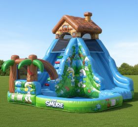 T8-8559 The Smurfs Theme Inflatable Water Slide