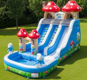 T8-8720 The Smurfs Theme Inflatable Water Slide