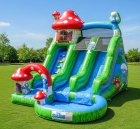T8-8721 The Smurfs Theme Inflatable Water Slide