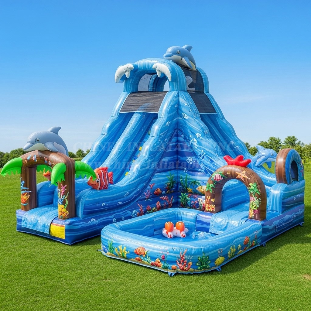 T8-8727 Tropical Theme Inflatable Water Slide
