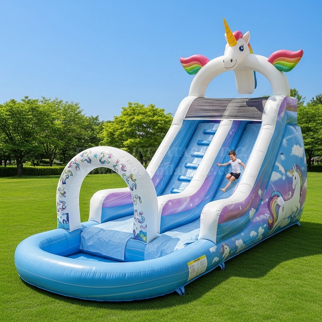 T8-8576 Unicorn Theme Inflatable Water Slide