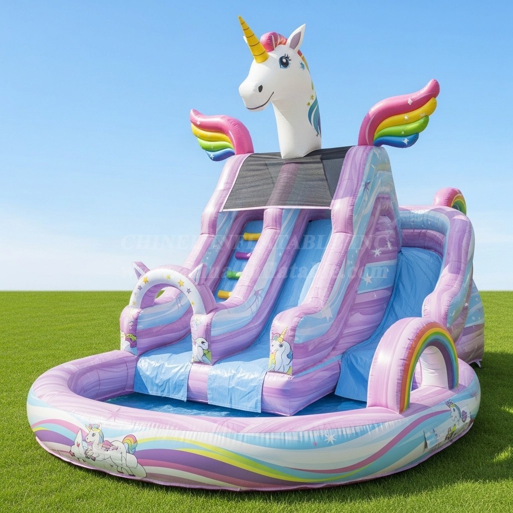 T8-8577 Unicorn Theme Inflatable Water Slide