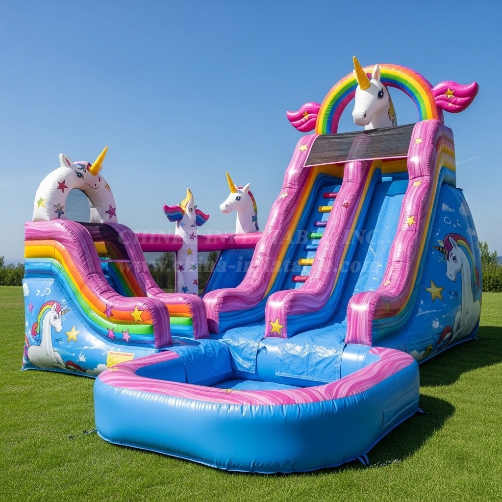 T8-8579 Unicorn Theme Inflatable Water Slide