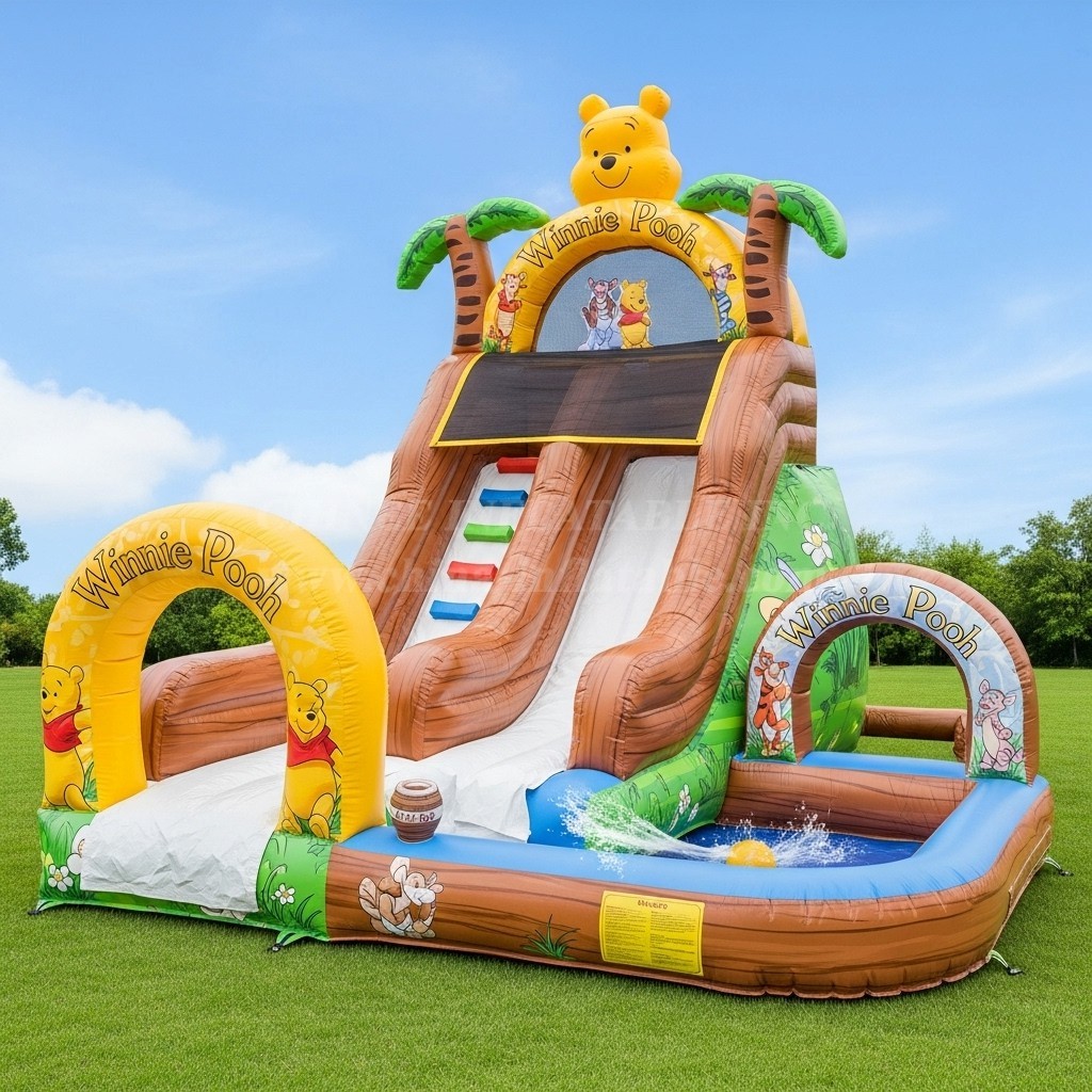 T8-8583 Winnie The Pooh Theme Inflatable Water Slide