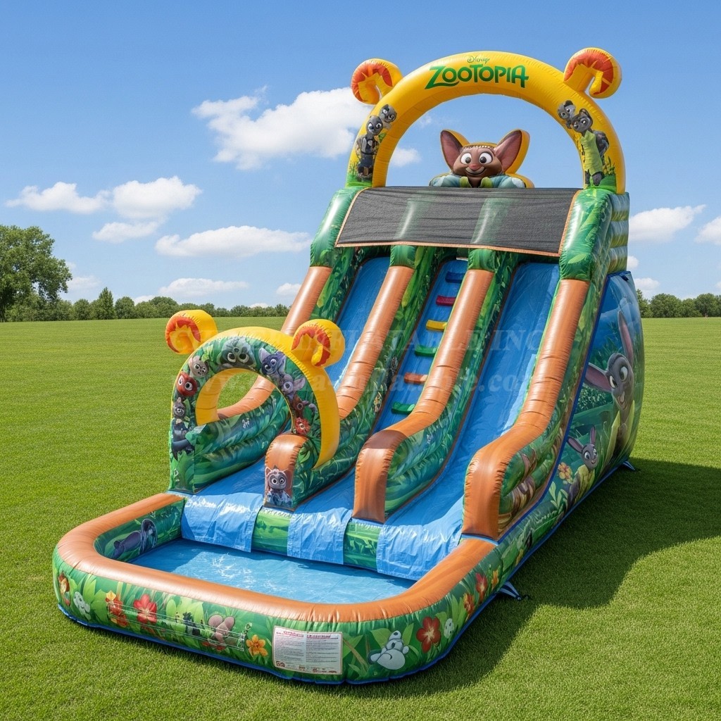 T8-8591 Zootopia Theme Inflatable Water Slide