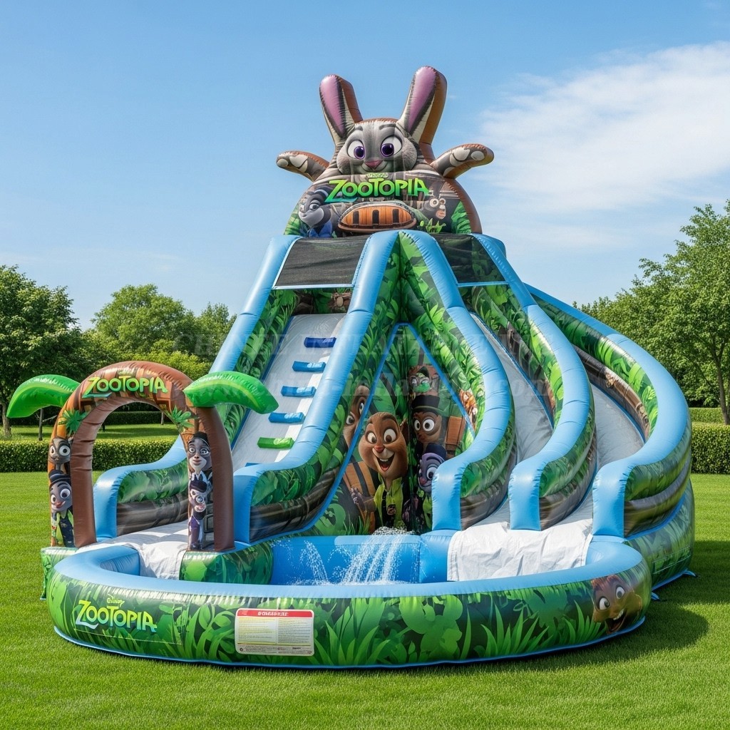 T8-8592 Zootopia Theme Inflatable Water Slide