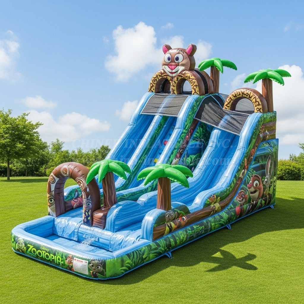 T8-8729 Zootopia Theme Inflatable Water Slide