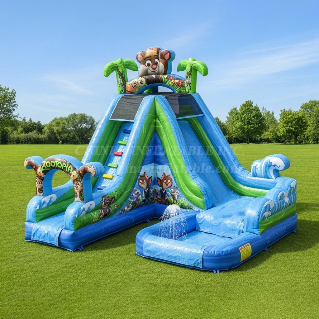 T8-8731 Zootopia Theme Inflatable Water Slide