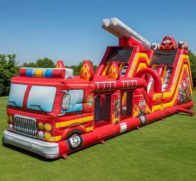 T7-3618 Firetruck Inflatable Obstacle Courses