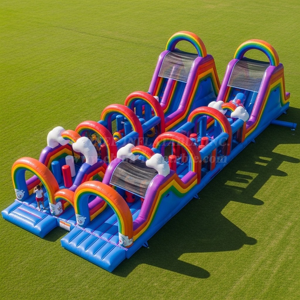 T7-3656 Rainbow Inflatable Obstacle Courses