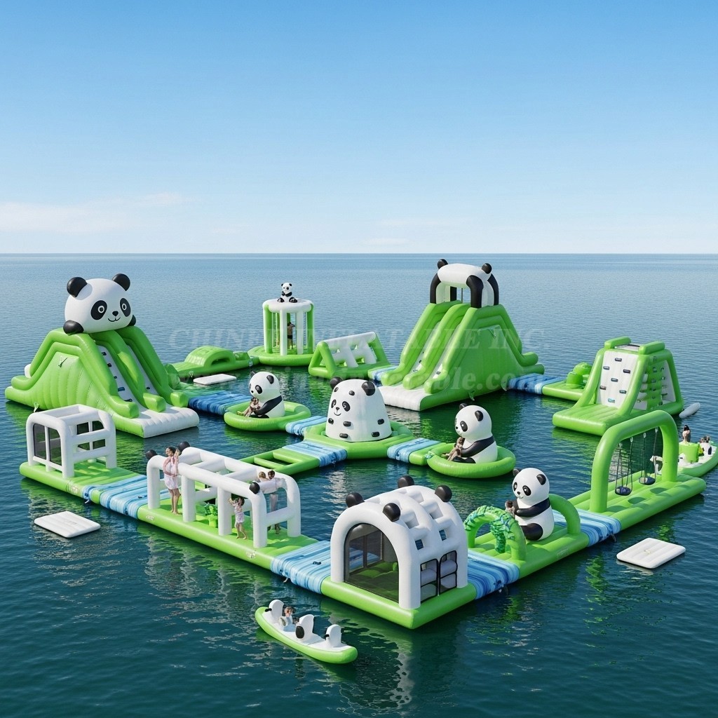 S241 Panda Theme Inflatable Water Park