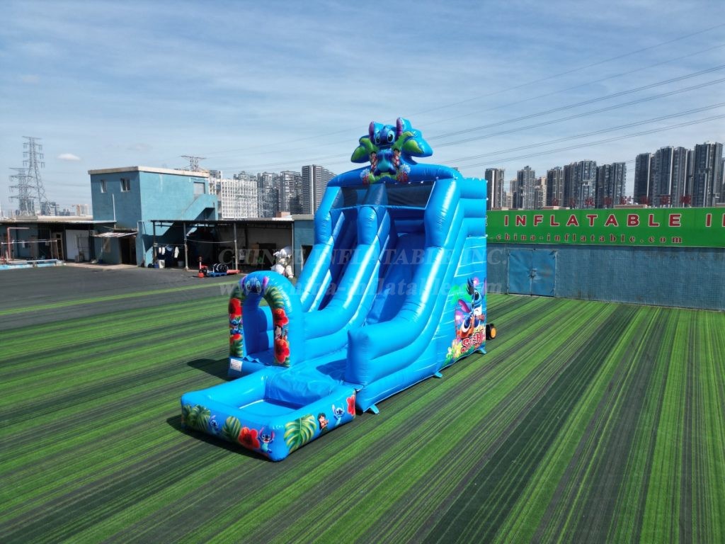 T8-8466B Lilo & Stitch Inflatable Water Slide with Splash Pool