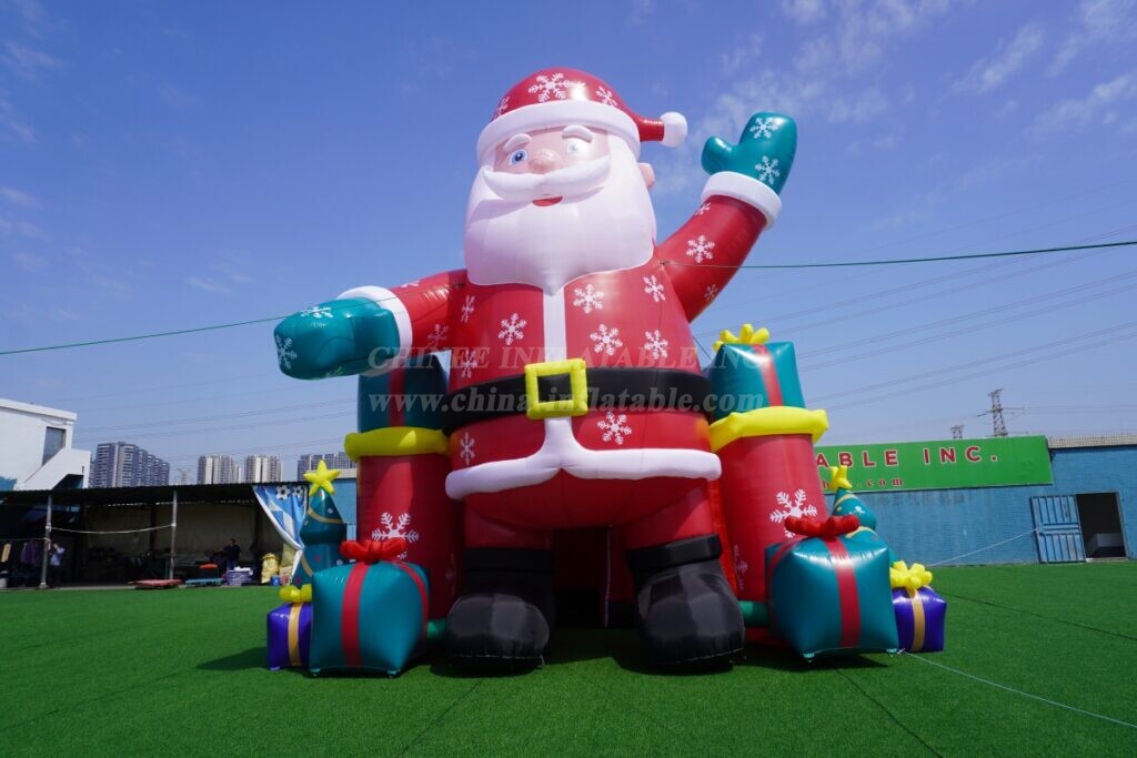 C1-401 Giant Inflatable Santa Claus with House and Gifts