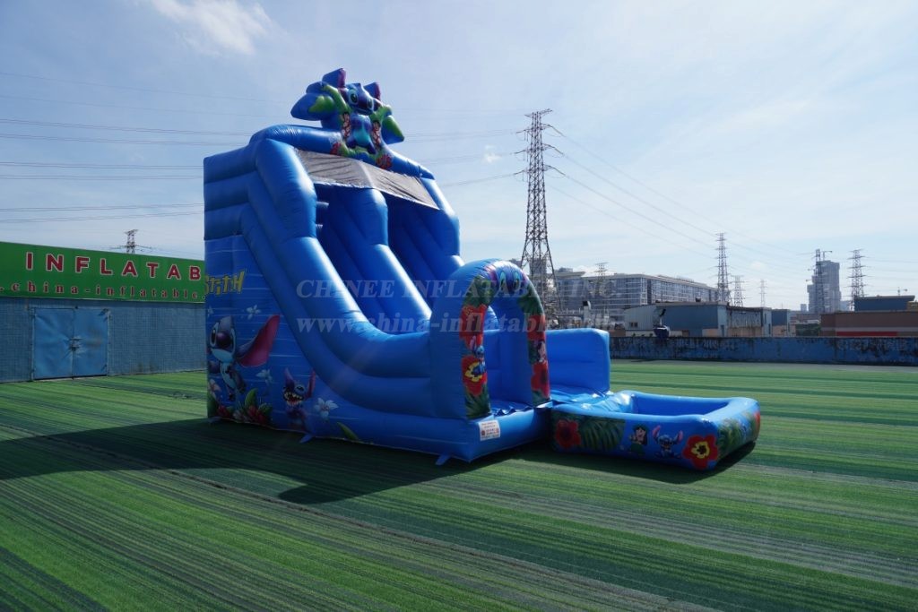T8-8466B Lilo & Stitch Inflatable Water Slide with Splash Pool